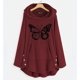 thumbnail image 2 of Sudadera con capucha y cremallera Gibobby Gorro con orejas de manga larga para mujer Vino M, 2 of 3