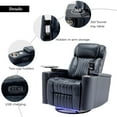 thumbnail image 3 of Resenkos 270° Power Swivel Recliner, Home Theater Seating with Hidden Arm Storage and LED Light Strip, Cup Holder, Blue, 3 of 10