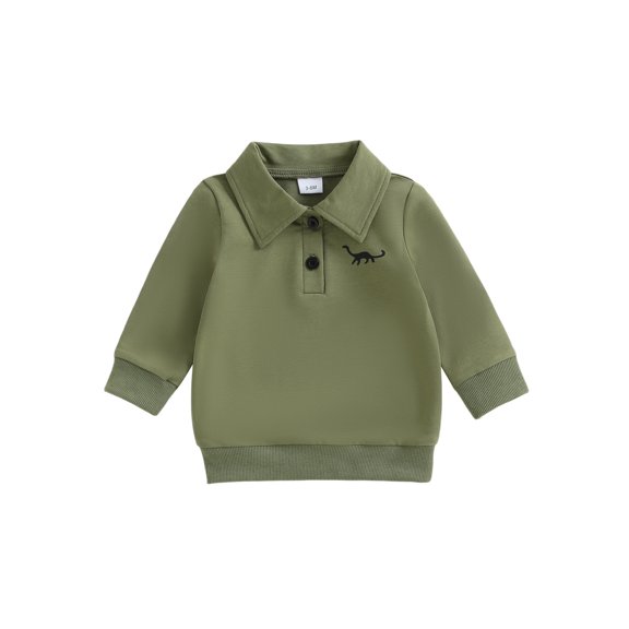 Miaouyo Toddler Baby Boy Fall Sweatshirts 6 12 18 24 Months 2T 3T 4T 5T Long Sleeve Lapel Collar Dinosaur Print Pullovers Fall Tops