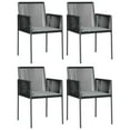 thumbnail image 2 of vidaXL 5 Piece Garden Dining Set with Cushions Black Poly Rattan and Steel, 2 of 5