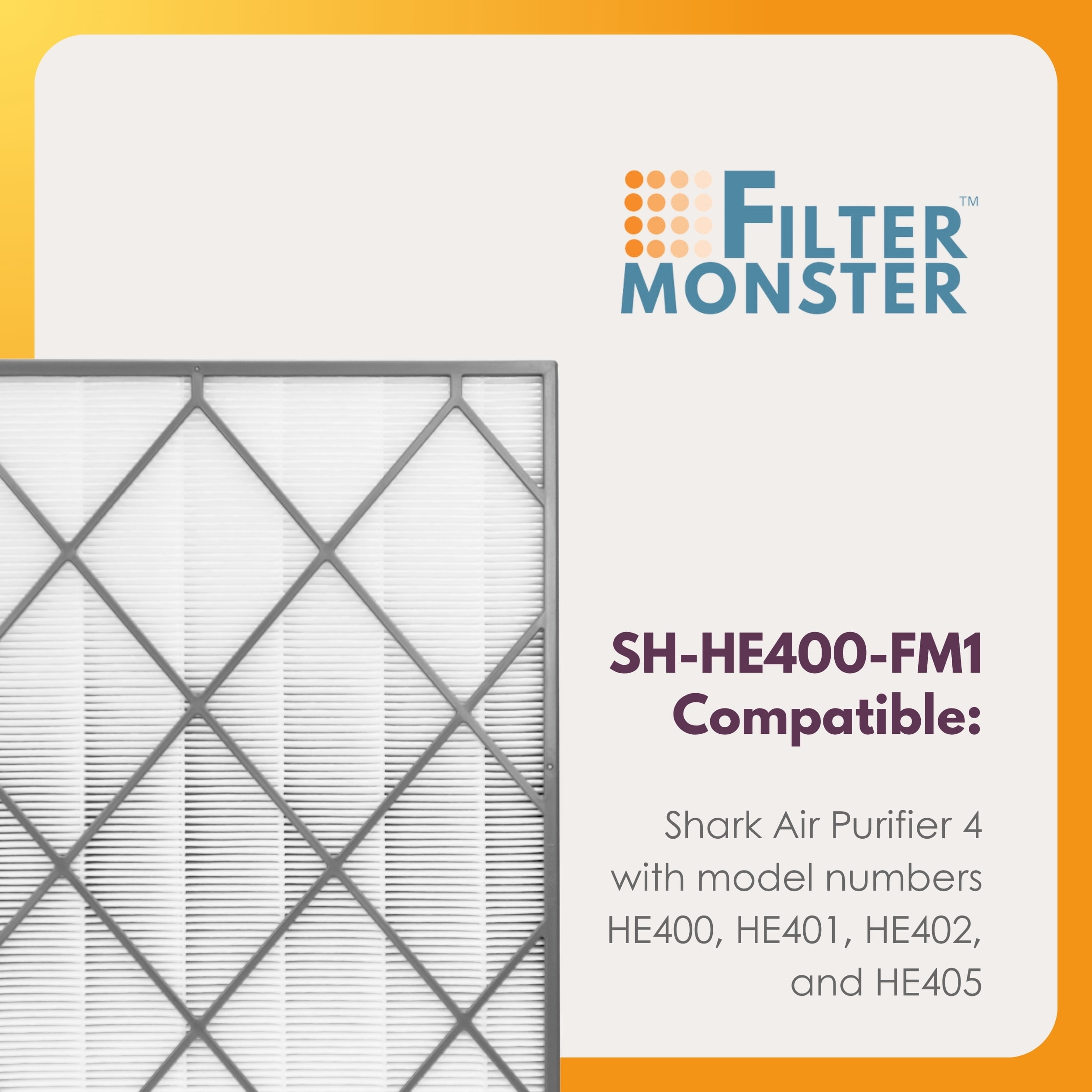 Filter-Monster Replacement HEPA Filter– Compatible with Shark HE400 Air Purifier 4 Series Purifiers