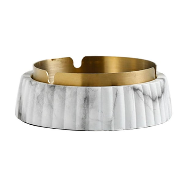 Cenicero de acero inoxidable para fumadores, elegante cenicero para cigarrillos de escritorio o restaurante. Gris blanco