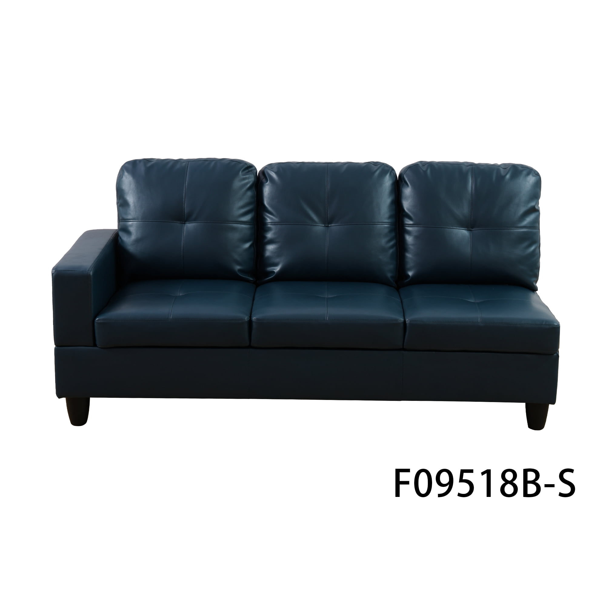 Hommoo L Shaped Sectional Couches and Sofas, 4-Seat Semi Semi PU Synthetic Leather Sectional Sofa Sets, Modern Living Room Furniture Sets, 17.5'' Back Height, Peacock Blue(No Ottoman)