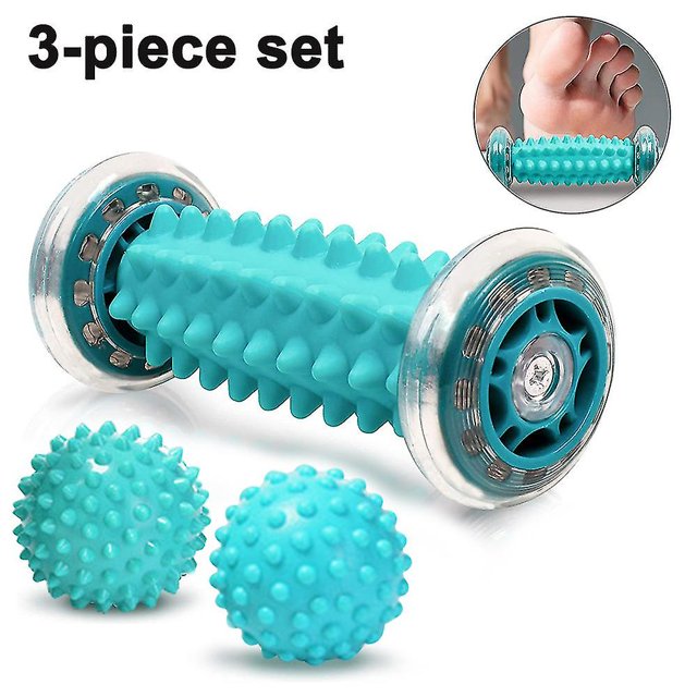Juego de rodillos de masaje de pies y bola de masaje con púas para aliviar la fascitis plantar, dolor de arco del pie en el talón, terapia de puntos gatillo, recuperación muscular, alivio de