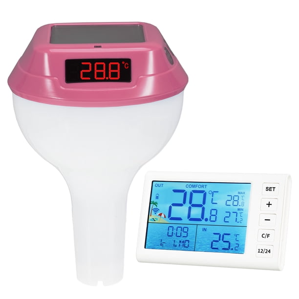 Naiovety Termómetro digital RGB para piscina, termómetro digital LED para piscina Deportes acuáticos rosa