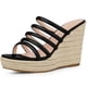 thumbnail image 1 of Sandalias con cuña Allegra K de alpargata con tiras y plataforma negro EE. UU. 6, 1 of 6