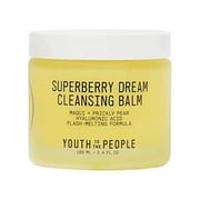 Youth To The People Superberry Dream Cleansing Balm for Face- Hyaluronic Acid Hydrating Facial Cleanser + Makeup Remover Balm with Moringa Oil, Acai - Paraben + PEG Free Vegan Face Balm (3.4oz)