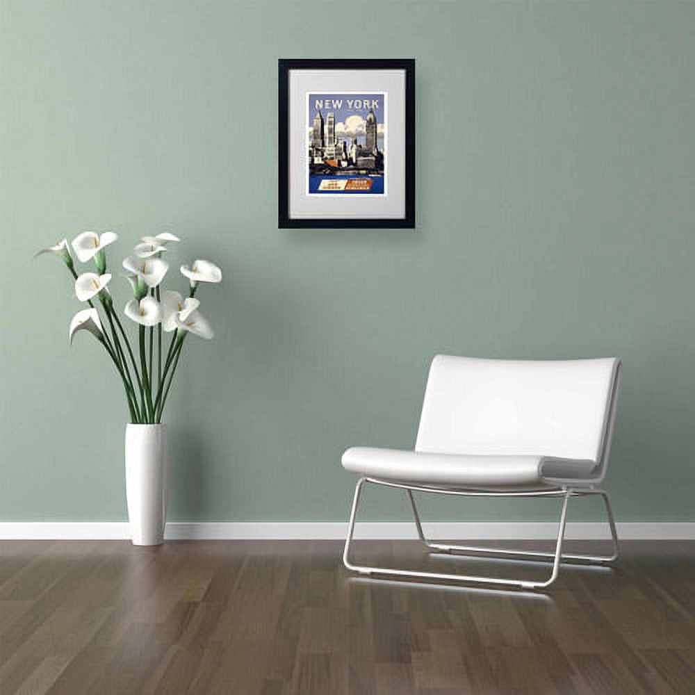 Trademark Fine Art "Trav NY Aer Lingus" Matted Framed Art by Vintage Apple Collection, Black Frame