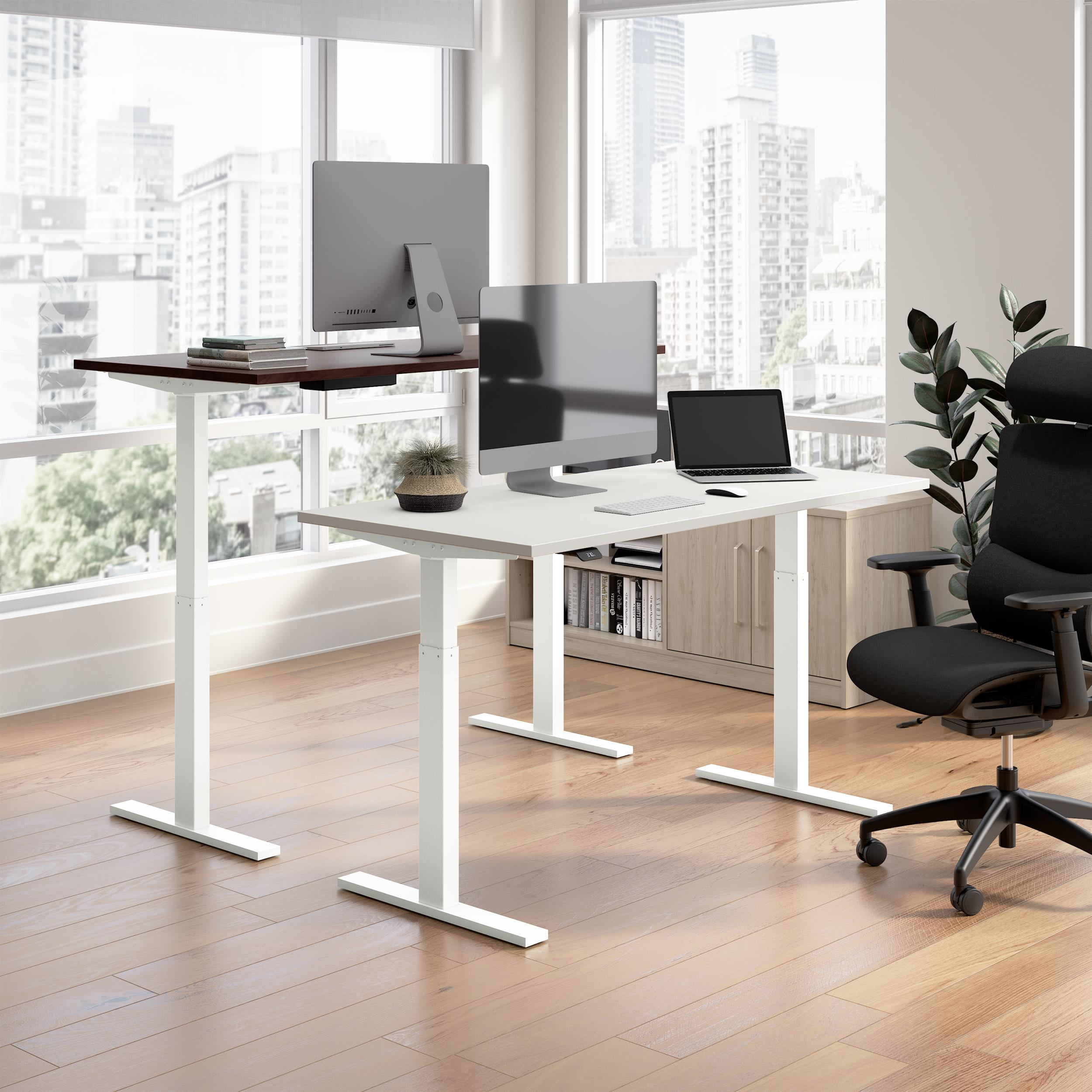 Move 60 Series 60W L Shaped Standing Desk in White - Engineered Wood