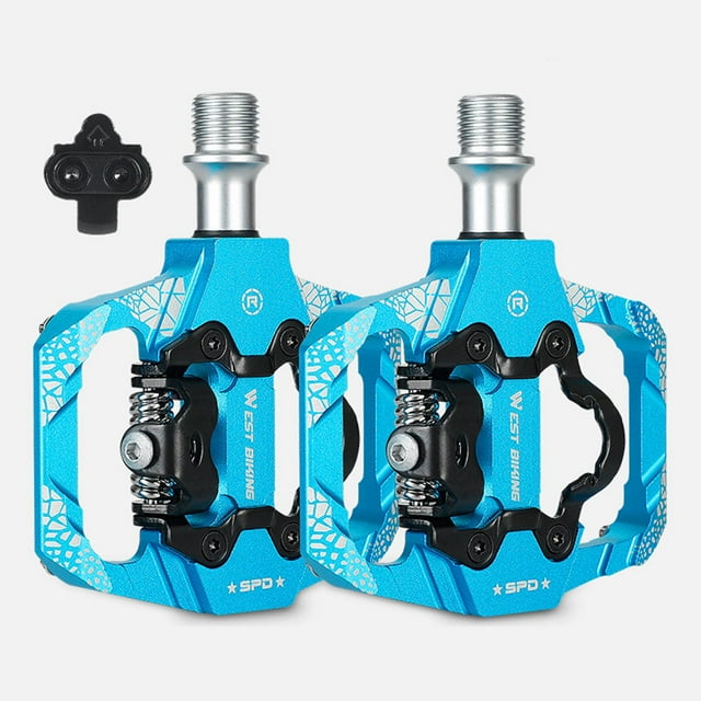 Pedales de bicicleta DYNWAVEMX aleación de aluminio doble ón eje plano 9/16'' con tacos cara para SPD