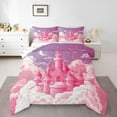 thumbnail image 2 of Erosebridal Ensemble de Literie Château Rose Girly, Couette Conte de Fées, Décor Style Princesse, Réversible 3 Pcs, 2 of 8