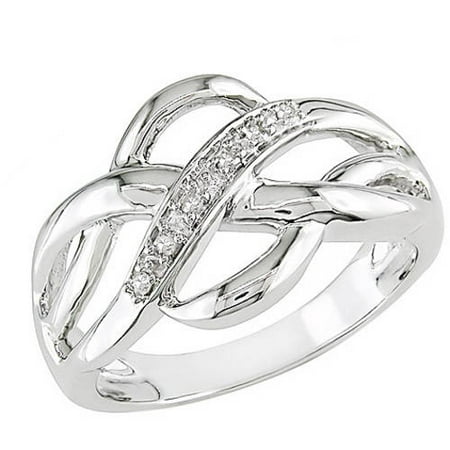 Miabella Diamond-Accent Sterling Silver Cross-Over Ring