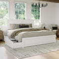 thumbnail image 1 of Canyon Lit Plateforme en Bois avec Rangement Très Grand et Pied de Lit Assorti, Blanc, 1 of 29