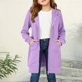 thumbnail image 2 of IVEYRTF Girls Solid Color Casual Hooded Jacket Long Sleeve Coat with Pocket Casual Outerwear for Kids Fashion Basic Top Warm Fall Winter Clothing(Purple,9-10 Years), 2 of 7