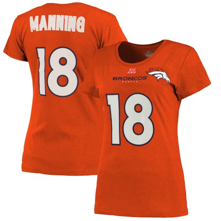 Peyton Manning Denver Broncos Majestic Women's Fair Catch V Name & Number T-Shirt - (Peyton Manning Best Quarterback)