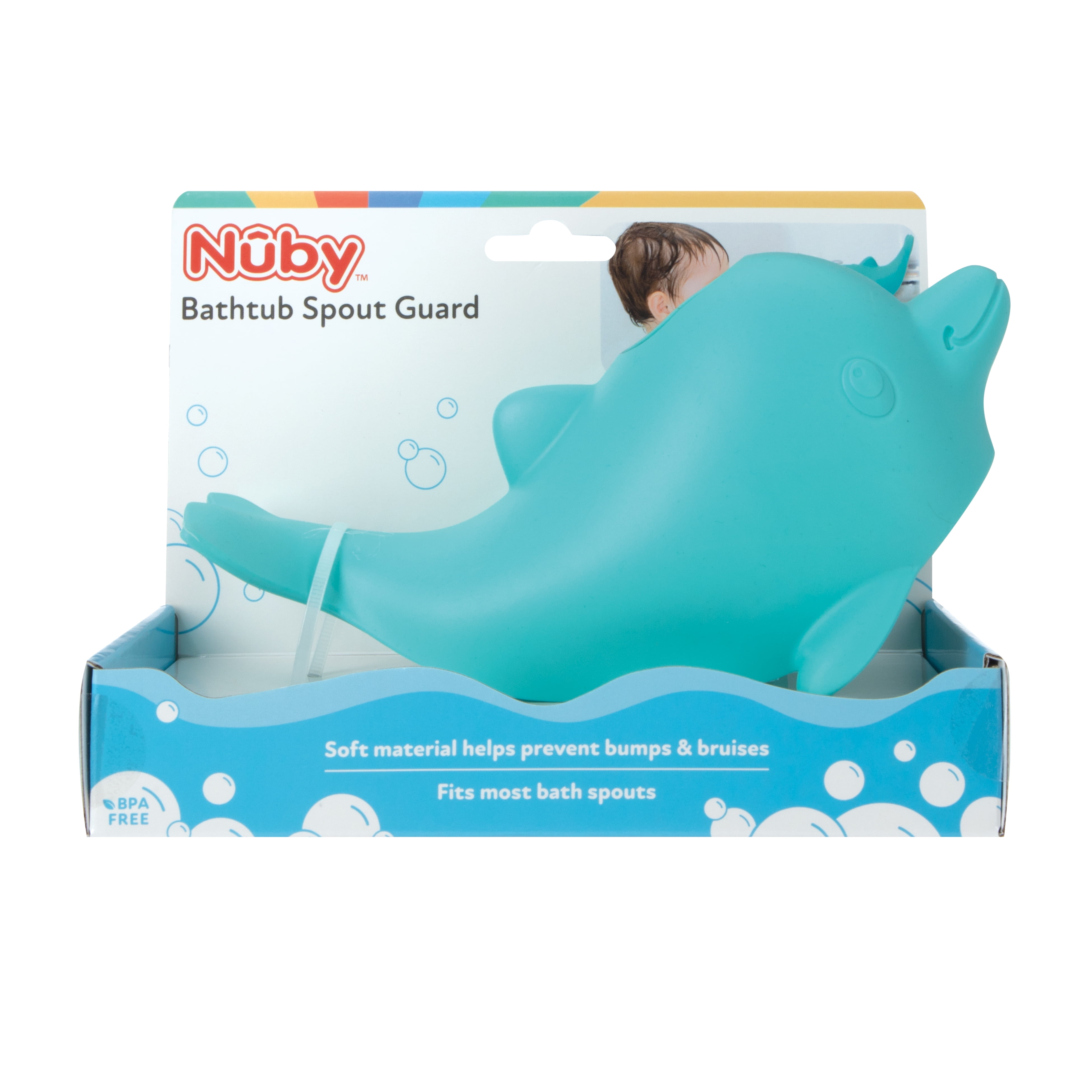 Nuby Bathtub Safety Spout Guard, Baby Bath Toy, Dolphin