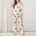 thumbnail image 2 of Pajamas for Women Sets, Heart Waffle Print Lounge Sets Long Sleeve Button Down Night Shirts Sleepwear Pjs, 2 of 6