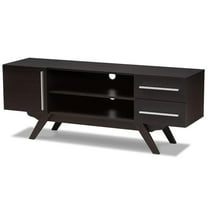 Baxton Studio Ashfield Mid-Century Modern Dark Brown Finished Wood TV Stand