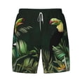 thumbnail image 4 of Lsque Mens Swim Trunks Palm Leaves And Exotic Birds Pattern - Bathing Suit Compression Liner - Beach Swim Shorts Swimwear - (S-3XL) - Stretch Quick Dry -X-Large, 4 of 9