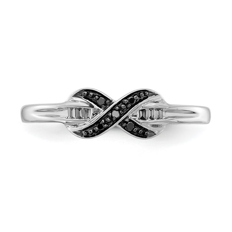 14k White Gold Black and White Diamond X-Ring QRM5686-BK-007