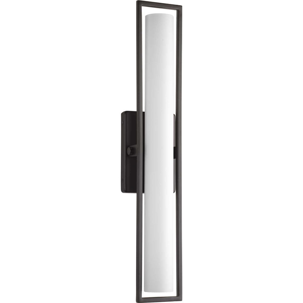 Progress Lighting Frame Collection, 1-Light Bath Vanity Fixture, Brushed Nickel, Circular Etched Opal Glass Shade
