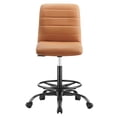 thumbnail image 5 of Modway Ripple Vegan Leather Armless Drafting Chair in Black/Tan, 5 of 9