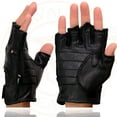 thumbnail image 6 of Milwaukee Leather SH851 Men's USA Deer Skin Leather Black Gel Padded Palm Fingerless Motorcycle Riders Gloves 3X-Large, 6 of 8