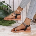 thumbnail image 5 of IWRICH Women's Flat Sandals Dressy Summer Bohemian Flip Flops Elastic Ankle Strap Beach Sandal for Walking Travel Black 9.5, 5 of 9