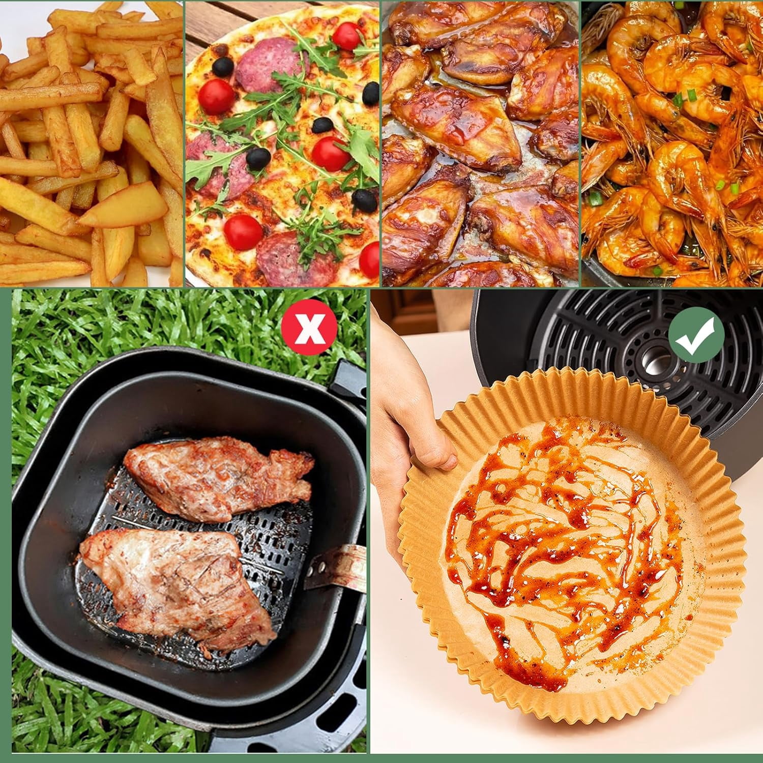 Manss Air Fryer Disposable Paper Liner, 8 inch Round Non-Stick Air Fryer Liners Parchment Paper for 5-8 QT Air Fryer Baking Roasting Microwave(200Pcs)