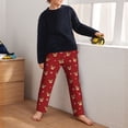 thumbnail image 5 of Wukai Reindeer Faces Festive Red Print Teenagers' Pajama Pant Sleep Pajama Lounge Pant PJ Bottoms with Pockets and Button Fly(Available in Big & Tall)-XS(5-6), 5 of 6