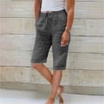 thumbnail image 2 of JJHGVB Cotton Linen Capris for Women Bermuda Shorts Elastic Waist Shorts Cotton Linen Pants Beach Cropped Trousers Pedal Pushers for Women Beach Resort Pants Resort Wear for Women 2026 Dark Gray L, 2 of 6