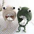thumbnail image 3 of Gorro de bebé femenino de invierno más gorro de lana de terciopelo para bebé Niño Rana lindo niños de 0 a 1 años niños súper lindos 2 otoño e invierno, 3 of 6