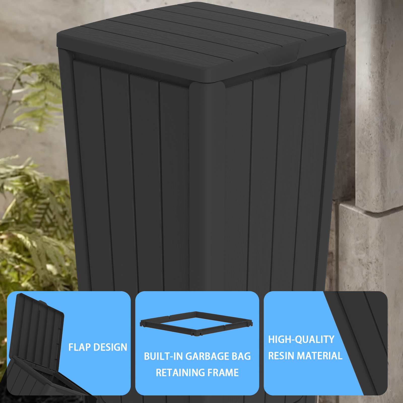MAYEERTY 85L Trash Bin, Durable Detachable Mobile Garbage Can for Home Office Store