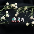 thumbnail image 6 of Rosec Jewels Natural Ruby Cherry Earrings with Emerald and Diamond (AAA Quality) - Cute Fruit Earrings - with Jewelry Box, 14K White Gold, 6 of 8