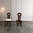 thumbnail image 4 of Dining Chairs Set of 2, Key-design Home Chairs, PU Leather Solid Wooden Dining Chairs with White Round Cushion for Kitchen Dining Room-Deep Walnut Brown, 4 of 9