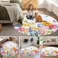 thumbnail image 6 of Spring Summer Floral Round Living Room Rugs 4 ft, Watercolor Sunflowers Tulip Romantic Butterfly Bee Washable Area Rug with Non-Slip Sturdy Edge Binding Round Carpet for Entryway Kitchen Bathroom, 6 of 9