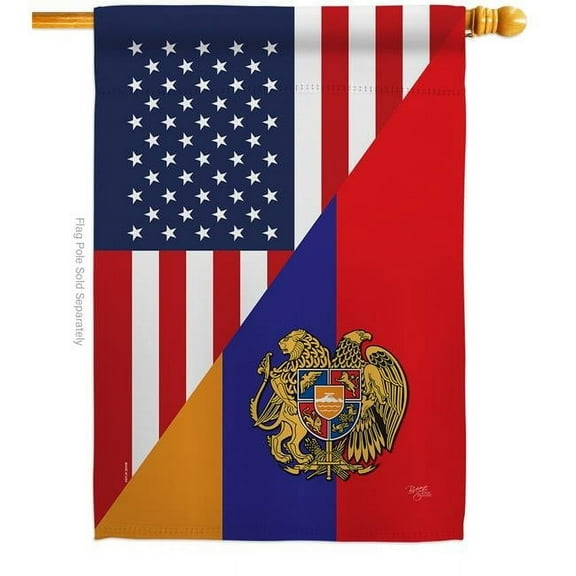 Breeze Decor H108482-BO Armenia US Friendship House Flag Regional Nationality 28 x 40 in. Double-Sided Decorative Vertical Flags for Decoration Banner Garden Yard Gift