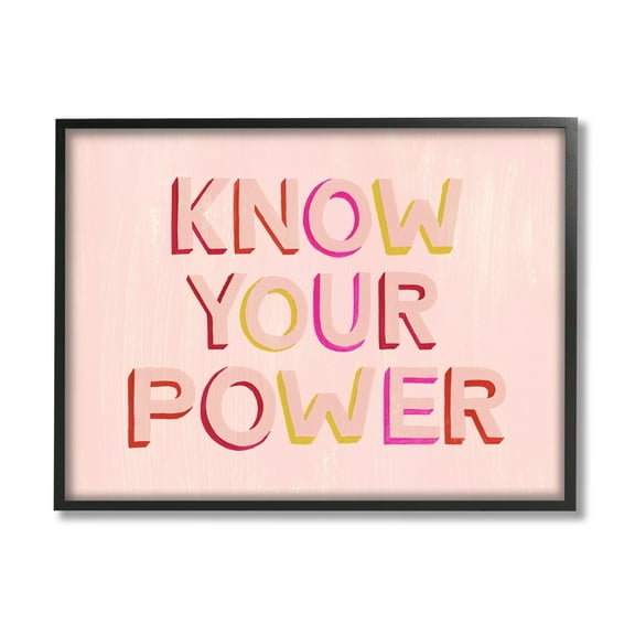 Stupell Industries Know Your Power Pink Inspirational Inspirational Painting Black Framed Art Print Wall Art