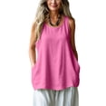thumbnail image 2 of Gym Tank Tops Woman Womens Soft Comfy Linen Tank Tops Crew Neck Sleeveless Loose Flowy Blouse Summer Boho Wear XL, 2 of 7