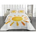 thumbnail image 2 of Ambesonne Yellow Quilted Coverlet 3 Pcs, Watercolor Sun, Queen Size, Yellow, 2 of 4