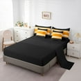 thumbnail image 5 of jejeloiu Geometric Stripes Lines 7 Pieces Bedding Comforter Set,Abstract Geometric Art Full Bedding Set,Orange Black Beige Fitted Sheet Flat Sheet For Adults,Breathable Home Decor Reversible, 5 of 8