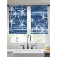 thumbnail image 2 of Sea Stars Sheer Curtains 45 Inch Long 2 Panels, Summer Beach Sea Stars Navy Blue Texture Light Filtering Rod Pocket Curtains, Sheer Voile Drapes for Living Room Bedroom, 52"x45", 2 of 8