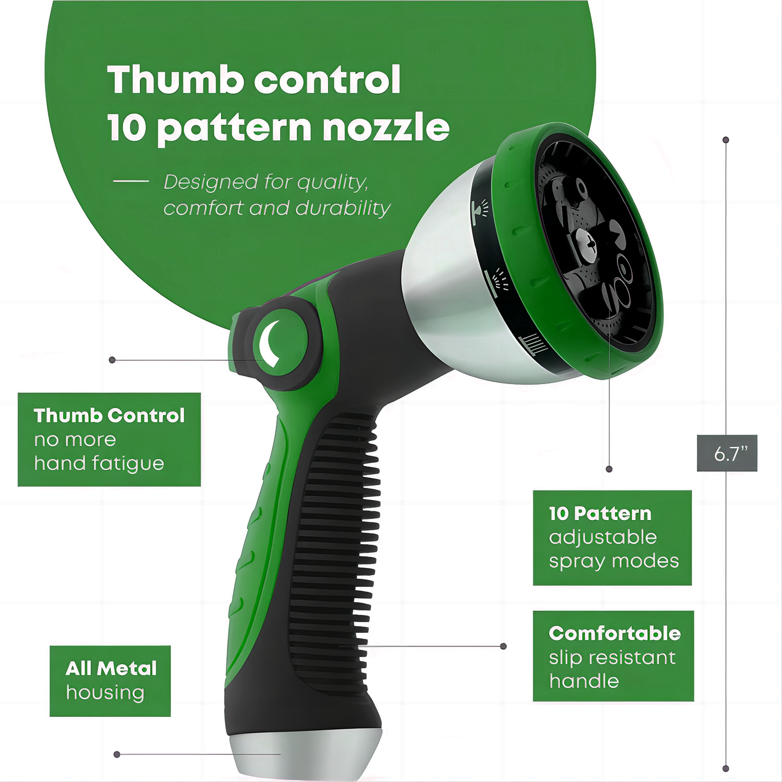 Keyahappy Water Hose Nozzle with 10 Spray Patterns photo 3
