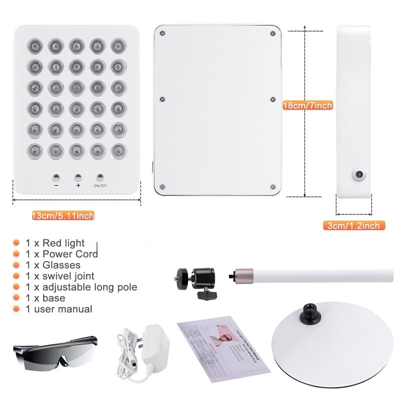 HELENTEX Red Light High Power Panel,Red Light Lamp,Built-in Timer(White,30LED)