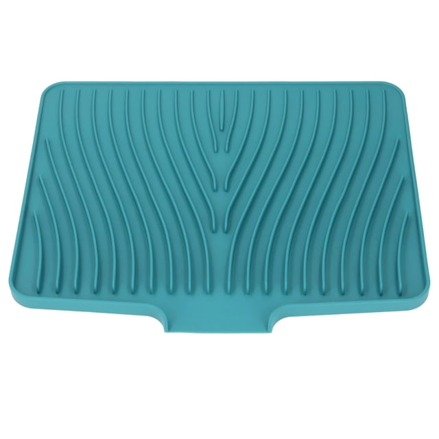 Silicone Dish Drying Mat with Built in Drain Lip, Multipurpose Food Grade Silicone Mat Heat Resistant Drying Mat Prevent Slip Silicone Slope Dish Drying Pad for Counter Dishes