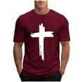 thumbnail image 3 of DDAPJ pyju Christian T Shirt for Men Cross Graphic Tee Shirts Religious Print Short Sleeve Crewneck T-Shirt Casual Sports Tops Summer Tshirts Wine L, 3 of 6
