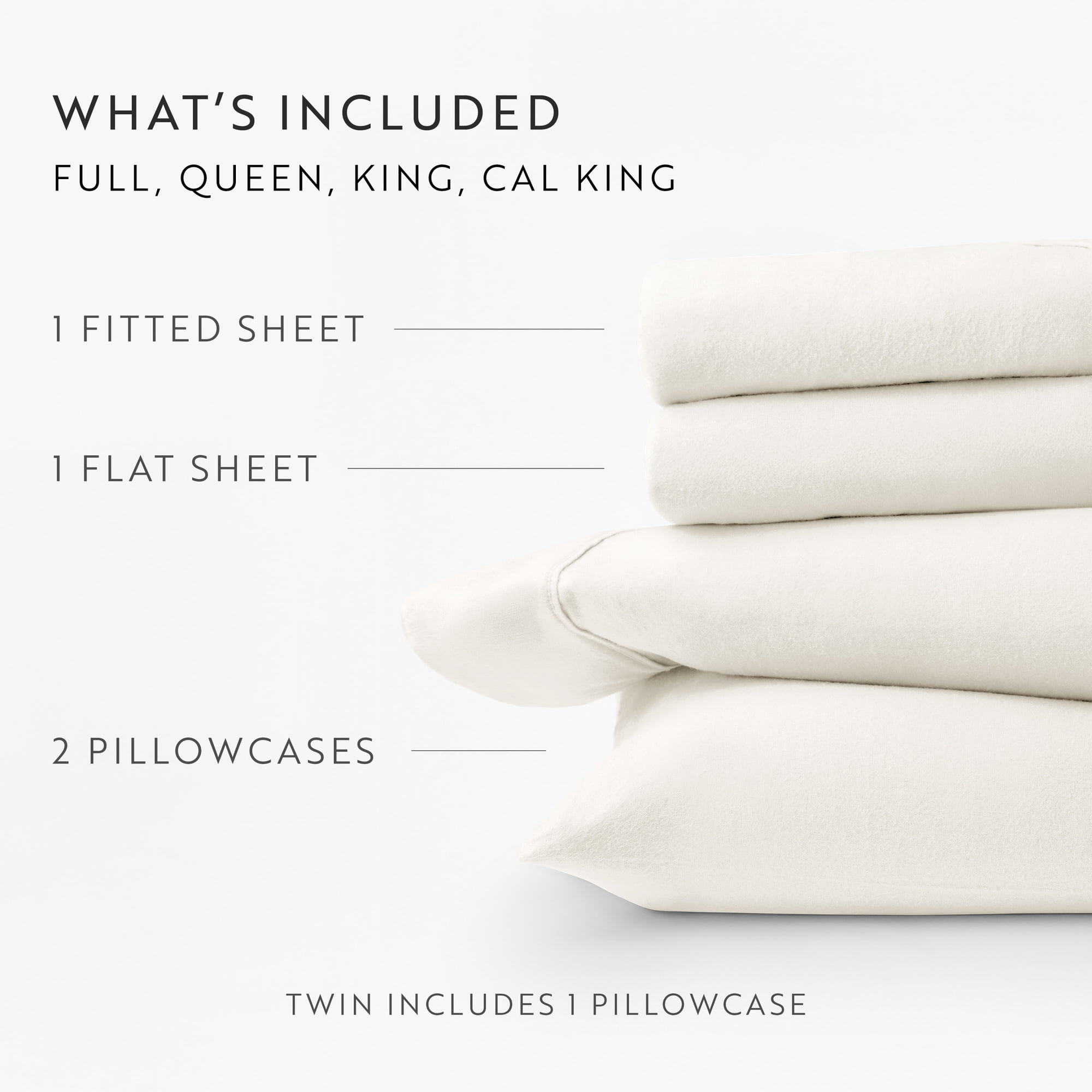 Ivory 4 Piece 100% Cotton Flannel Deep Pocket Sheet Set, Full, by Noble Linens