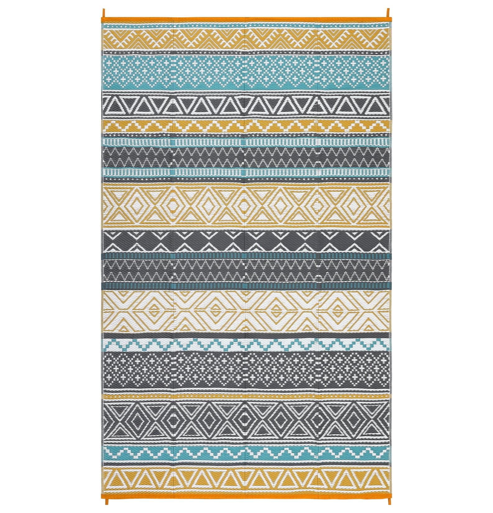 GlowSol 10'x20' Outdoor Rug Carpet Waterproof Reversible Patio Rug RV Camping Rug Plastic Straw Rug Outside Indoor Outdoor Boho Area Rug, Yellow Blue