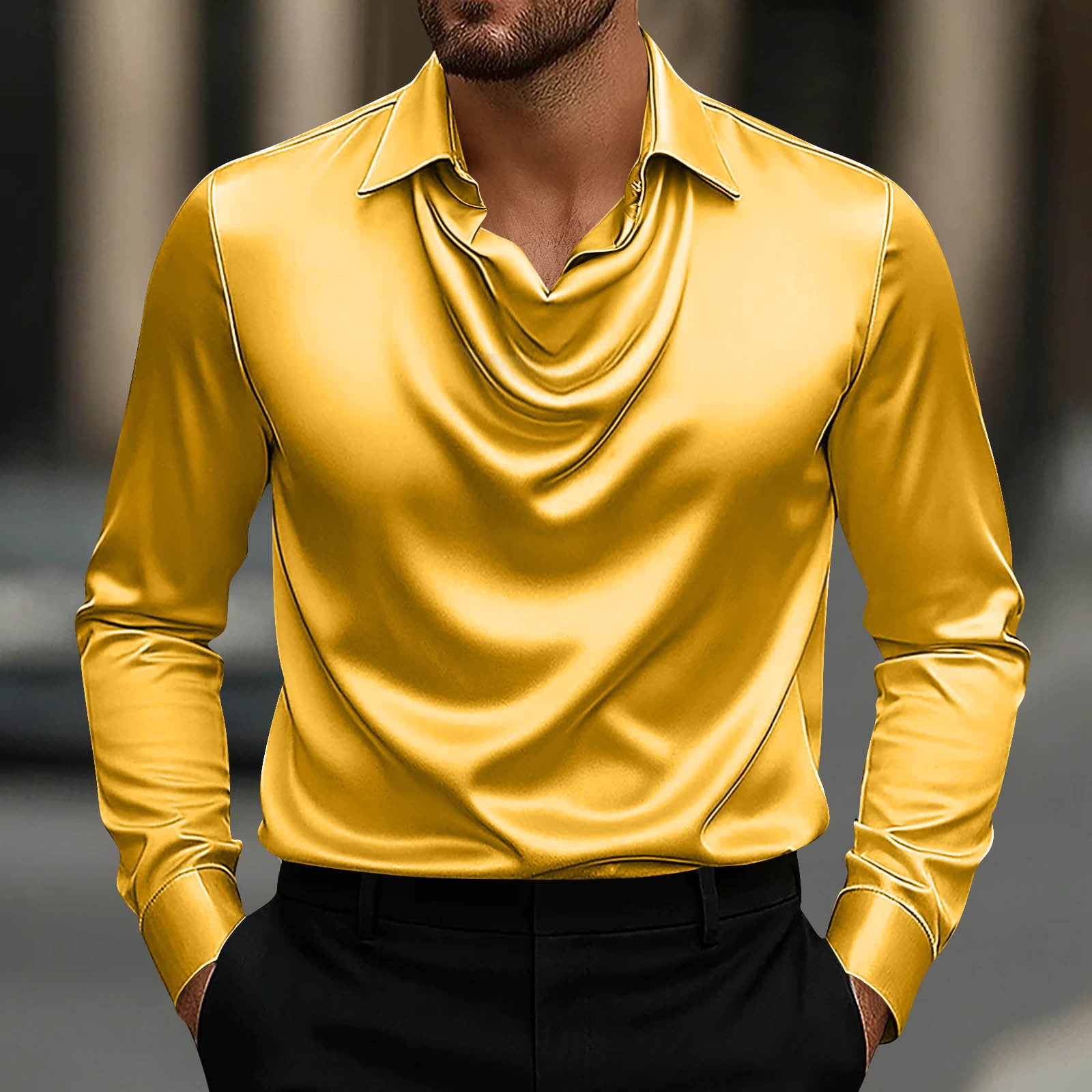 Yellow White And Gold Dress Shirt Mens Mens Burgundy Red Dress Shirt Long  Sleeve Temu