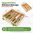 thumbnail image 3 of Pristine Bamboo Silverware Expandable Adjustable Wooden Divider Tray Organizer, 5 Slots, 17x19.3x2.4 Inches, 3 of 9